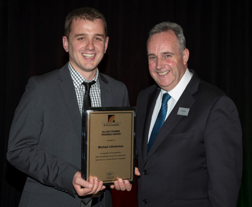 A.G. Coombs Refirgeration Apprentice receives training award